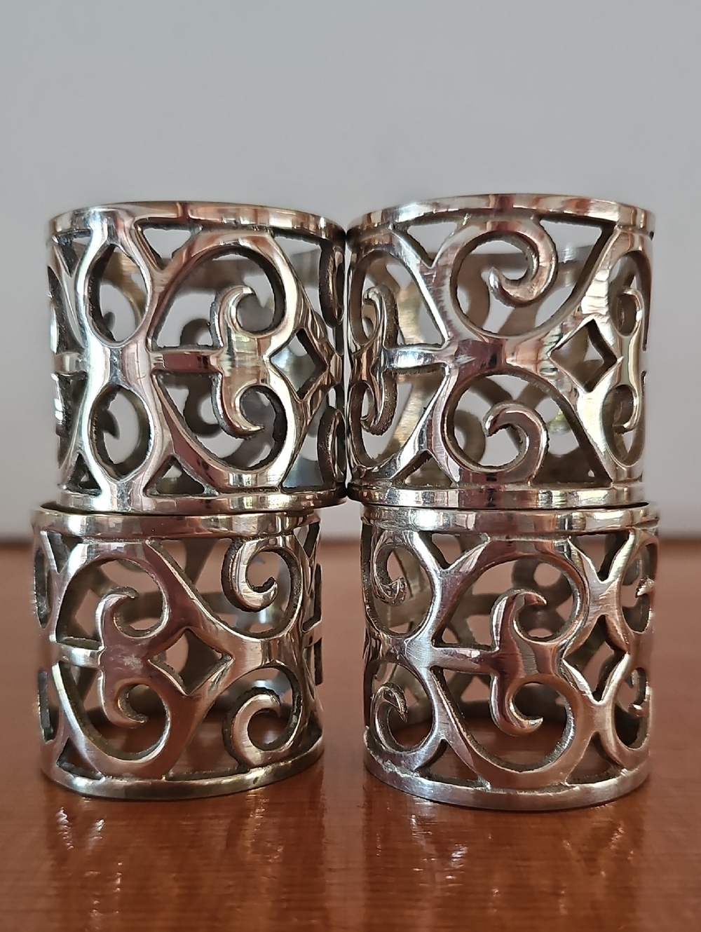 Silver Scrollwork Metal Napkin Rings - Elegant Home Accent
